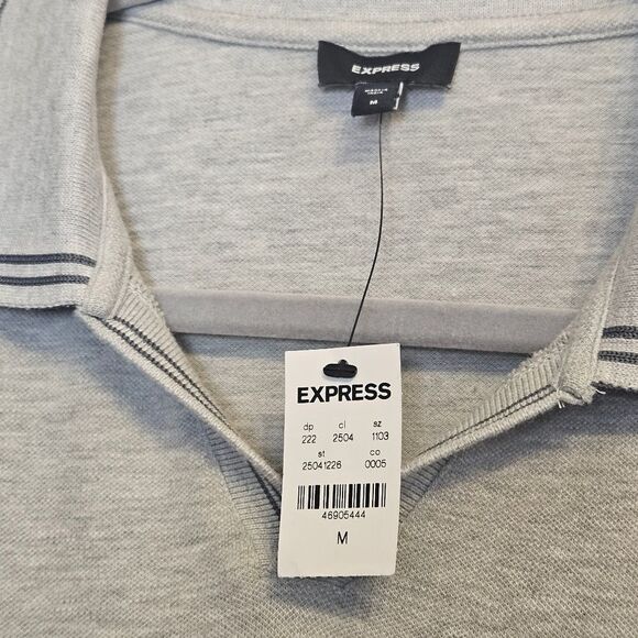 Express Men's Gray NWT Short Sleeve Pull Over Collar Shirt Medium - Picture 5 of 10